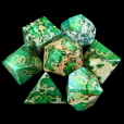 TDSO Imperial Stone Green with Engraved Numbers 16mm Precious Gem 7 Dice Polyset