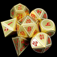 TDSO Metal Tech Gold White & Red 7 Dice Polyset