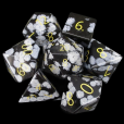 TDSO Obsidian Snow with Gold Gemstone 7 Dice Polyset