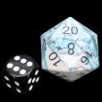 TDSO Turquoise Blue & White Synthetic with Engraved Black Numbers JUMBO 30mm Precious Gem D20 Dice