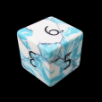 TDSO Turquoise Blue & White Synthetic with Engraved Numbers 16mm Precious Gem D6 Dice