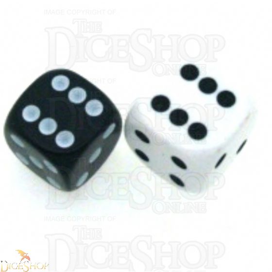 18mm White and black d6 spot dice 