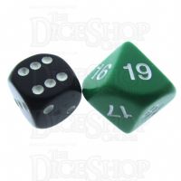 Koplow Opaque Green & White 20mm D10 Dice Numbered 10-19