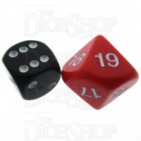 Koplow Opaque Red & White 20mm D10 Dice Numbered 10-19