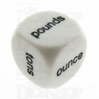 Koplow Opaque White Language Weights Pounds Ounce Tons D6 Dice