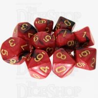 TDSO Duel Black & Red With Gold 10 x D10 Dice Set - Discontinued
