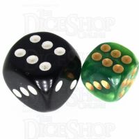 TDSO Duel Dark Green & Pearl Light Green 12mm D6 Spot Dice