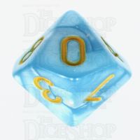 TDSO Pearl Light Blue & Yellow D10 Dice
