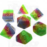 TDSO Layer Green Yellow Rose & Blue 7 Dice Polyset