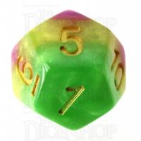 TDSO Layer Green Yellow Rose & Blue D12 Dice