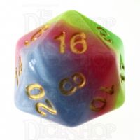 TDSO Layer Green Yellow Rose & Blue D20 Dice