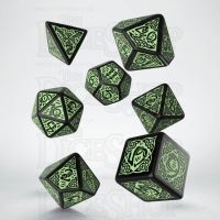 Q Workshop Celtic 3D Opaque Black & Green 7 Dice Polyset