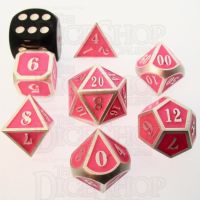 TDSO Metal Fire Forge Silver & Fluorescent Pink MINI 12mm 7 Dice Polyset
