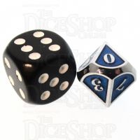 TDSO Metal Fire Forge Silver & Sapphire Blue MINI 12mm D10 Dice