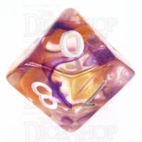 TDSO Pearl Swirl Purple & Orange D10 Dice
