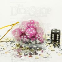 TDSO Valentines Day Heart Bauble - Duel Pink & White 12 x D6 Dice Set
