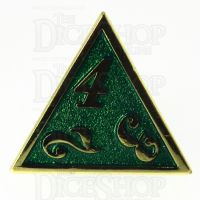TDSO Metal Script Gold & Dark Green Shimmer D4 Dice