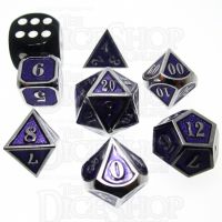 TDSO Metal Fire Forge Silver & Purple MINI 12mm 7 Dice Polyset