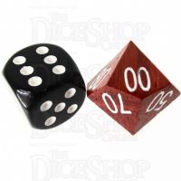 TDSO Red Wood Wooden Percentile Dice - Large Ink