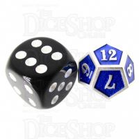 TDSO Metal Fire Forge Silver & Blue MINI 12mm D12 Dice