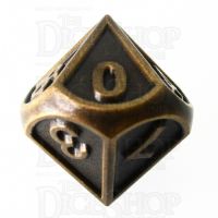 TDSO Metal Fire Forge Antique Gold D10 Dice