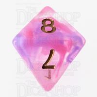 TDSO Pearl Swirl Pink & Purple with Gold D8 Dice