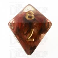TDSO Pearl Swirl Black & Red with Gold D8 Dice