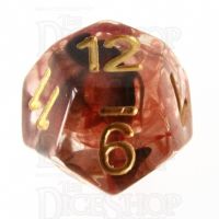 TDSO Pearl Swirl Black & Red with Gold D12 Dice