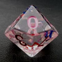 TDSO Confetti Alphabet Clear & Pink D10 Dice