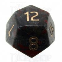 TDSO Bloodstone with Engraved Numbers 16mm Precious Gem 16mm D12 Dice