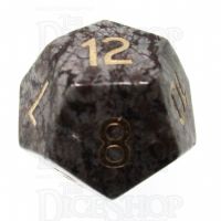 TDSO Obsidian Snow with Engraved Numbers 16mm Precious Gem D12 Dice