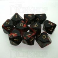 D&G Oblivion Red & Black 10 x D10 Dice Set