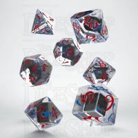 Q Workshop Classic RPG Translucent Clear & Blue - Red 7 Dice Polyset