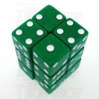 Koplow Opaque Green & White Square Cornered 12 x D6 Dice Set