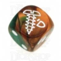 Chessex Gemini Copper & Green SCREWED Logo D6 Spot Dice