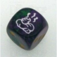 Chessex Gemini Green & Purple SHIT Logo D6 Spot Dice