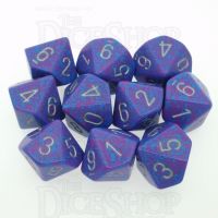 Chessex Speckled Silver Tetra 10 x D10 Dice Set