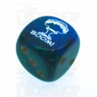 Chessex Gemini Blue & Green BOOM Logo D6 Spot Dice