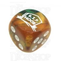 Chessex Gemini Gold & Green RIP NOOB Logo D6 Spot Dice