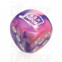 Chessex Gemini Pink & Purple RIP NOOB Logo D6 Spot Dice