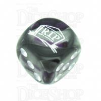 Chessex Gemini Purple & Steel RIP Logo D6 Spot Dice