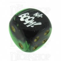 Chessex Gemini Black & Green KA-BOOM! Logo D6 Spot Dice