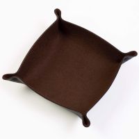 Folding Merino Dice Tray - Dark Brown