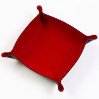 Folding Merino Dice Tray - Red