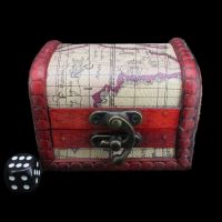Wooden Dice Chest With Map Design - Ivory