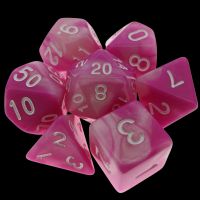 TDSO Duel Pink & Pearl White 7 Dice Polyset