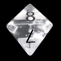 TDSO Quartz Clear with Engraved Numbers 16mm Precious Gem D8 Dice