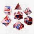TDSO Metal Fire Forged Multi Colour Copper Blue Red & White 7 Dice Polyset
