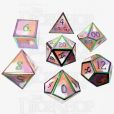 TDSO Metal Fire Forged Multi Colour Iridescent Orange Violet & White 7 Dice Polyset