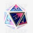 TDSO Metal Fire Forged Multi Colour Silver Blue Pink & Purple D20 Dice